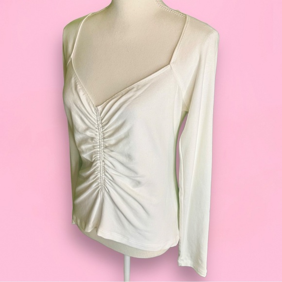 A.L.C. ‘Halley’ White Ruched Long Sleeve Shirt Size XS ASO The View - Picture 11 of 16